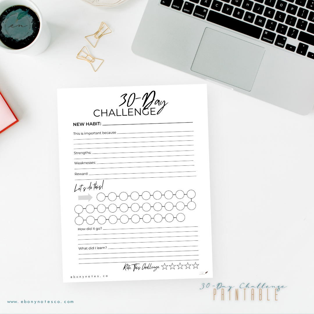 30-Day Challenge Printable | Create New Habits