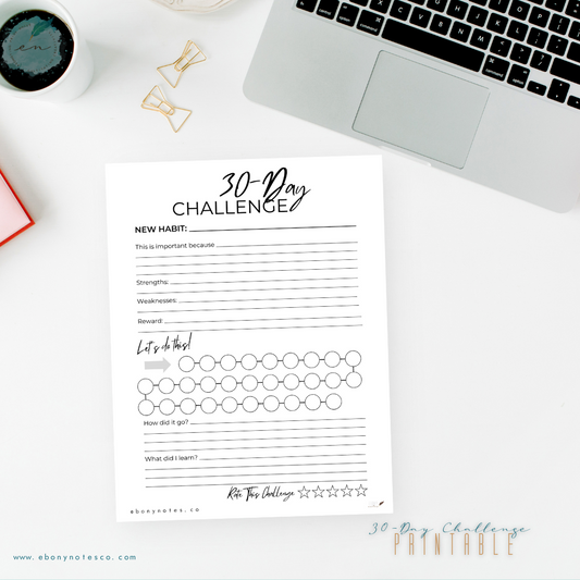 30-Day Challenge Printable | Create New Habits