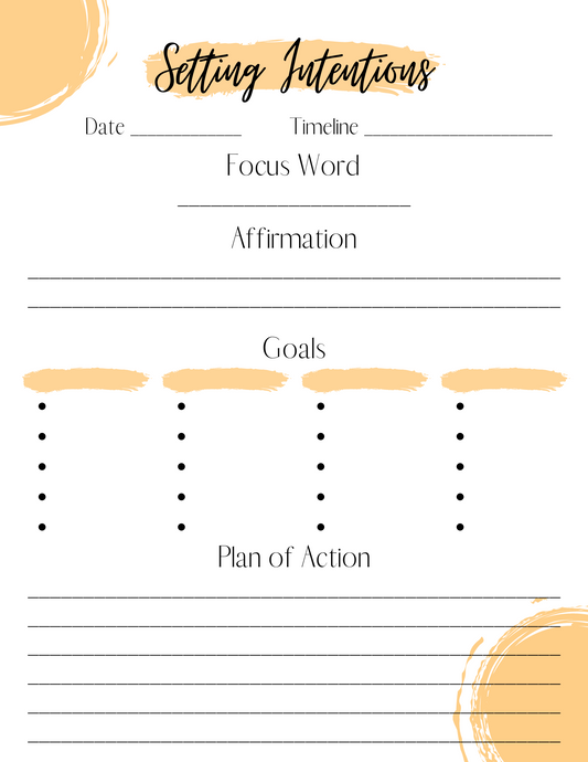 Setting Intentions Goal Setting Printable