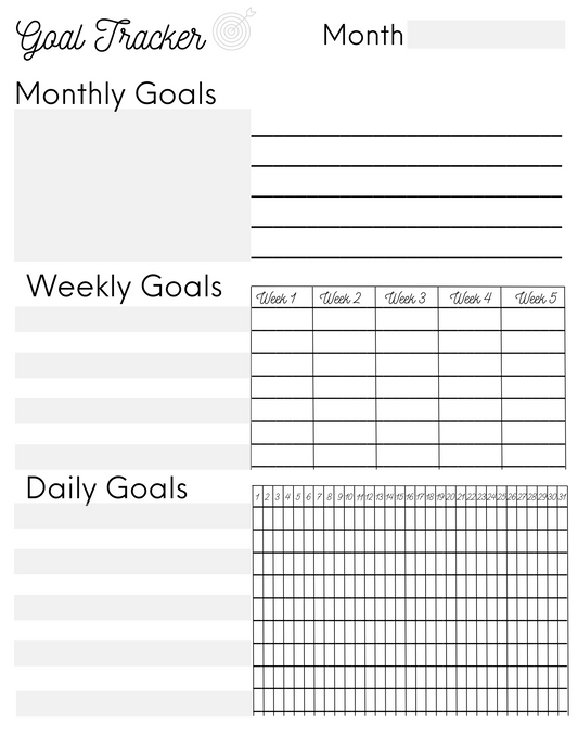 Goal Tracking Printable