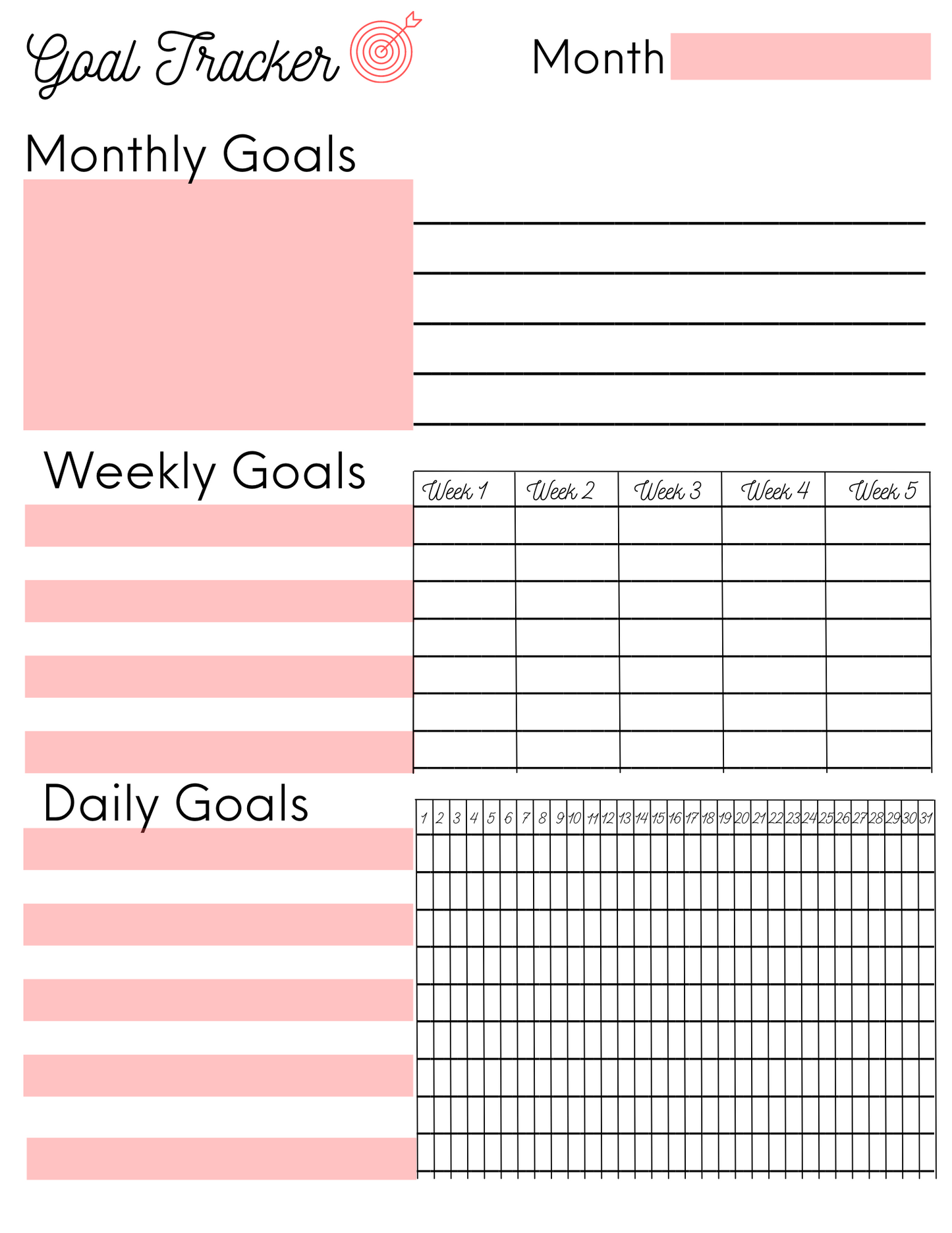 Goal Tracking Printable