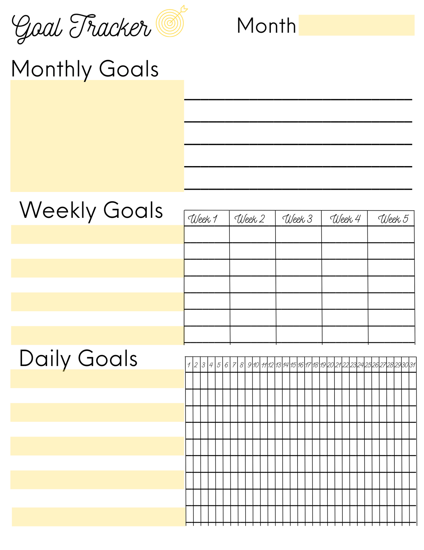 Goal Tracking Printable