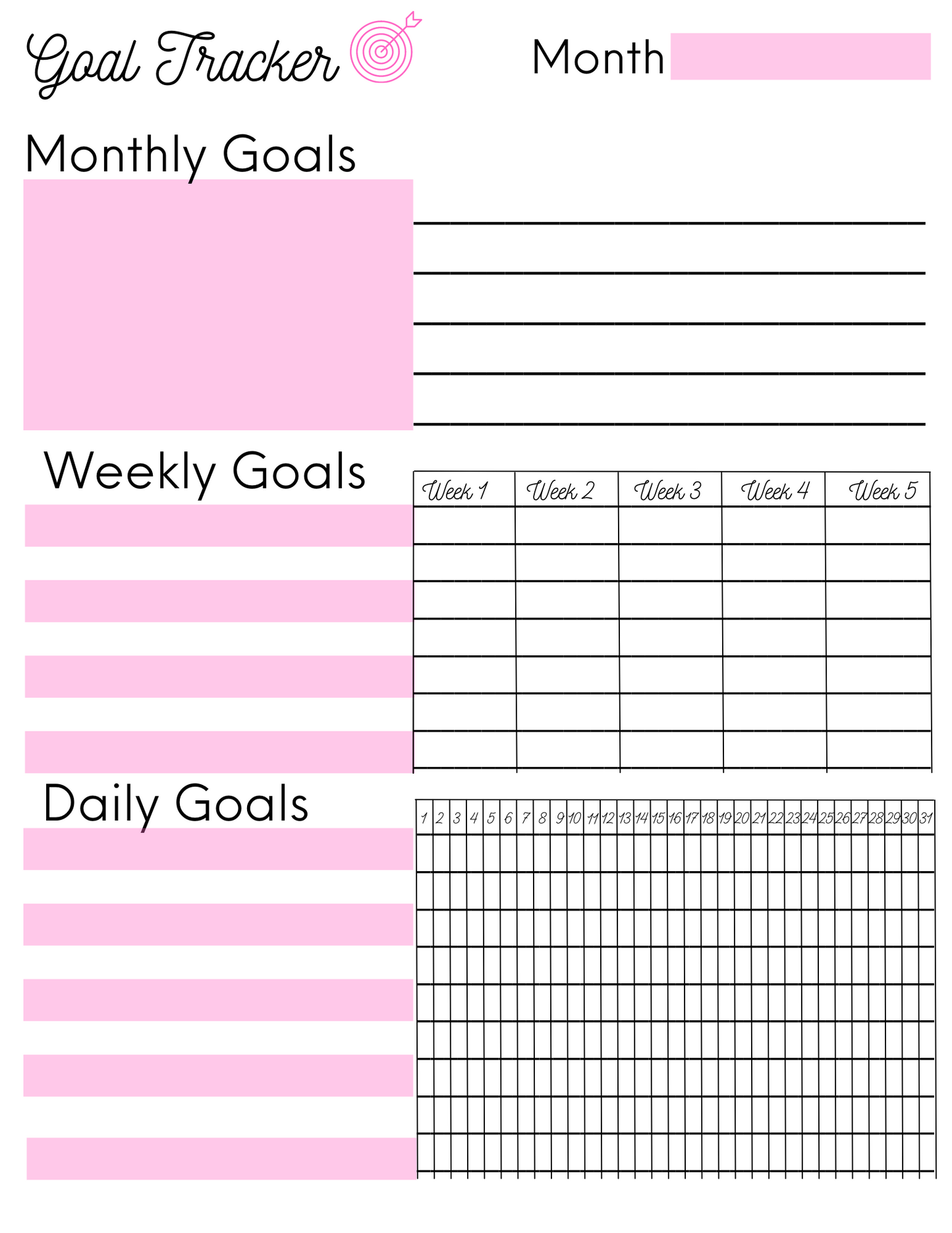 Goal Tracking Printable