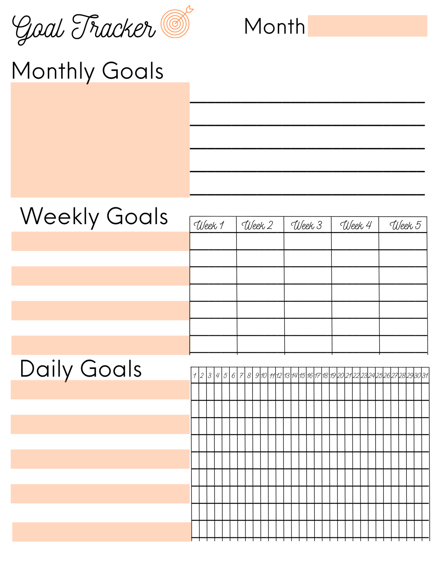 Goal Tracking Printable