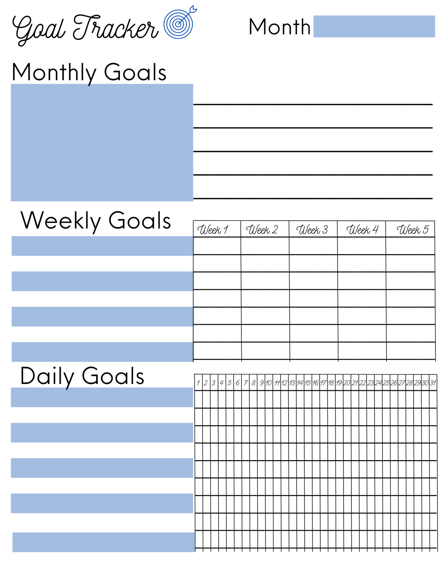 Goal Tracking Printable