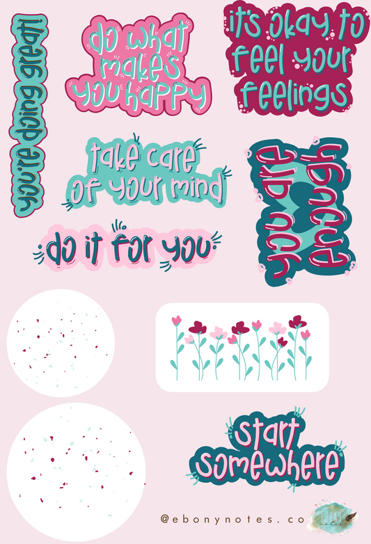 Floral Affirmations Digital Sticker Set