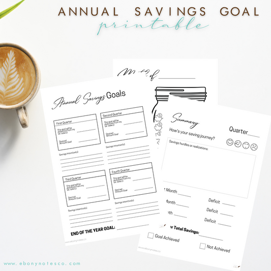 Annual Savings Goal Printable | A guide to Financial Freedom