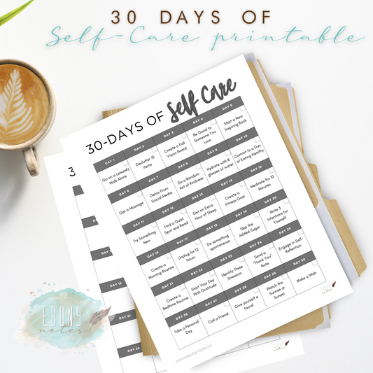30 Days of Self-Care Printable | Prioritize Yourself