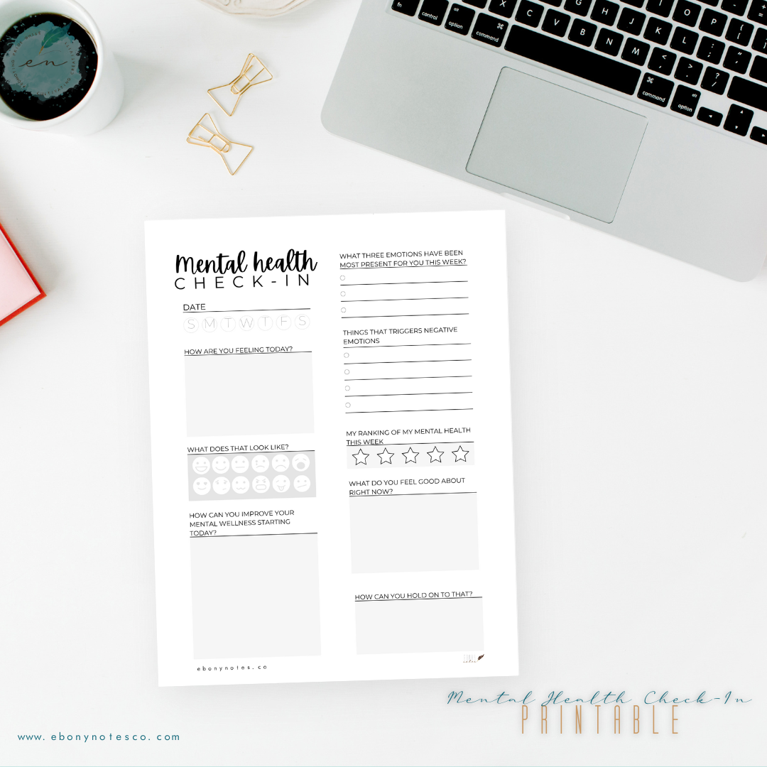 Mental Wellness Check-In Printable – Ebony Notes Company