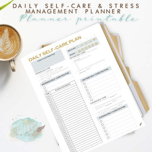 Daily Self-Care and Stress Management Planner | Take Daily Action Toward Well-being