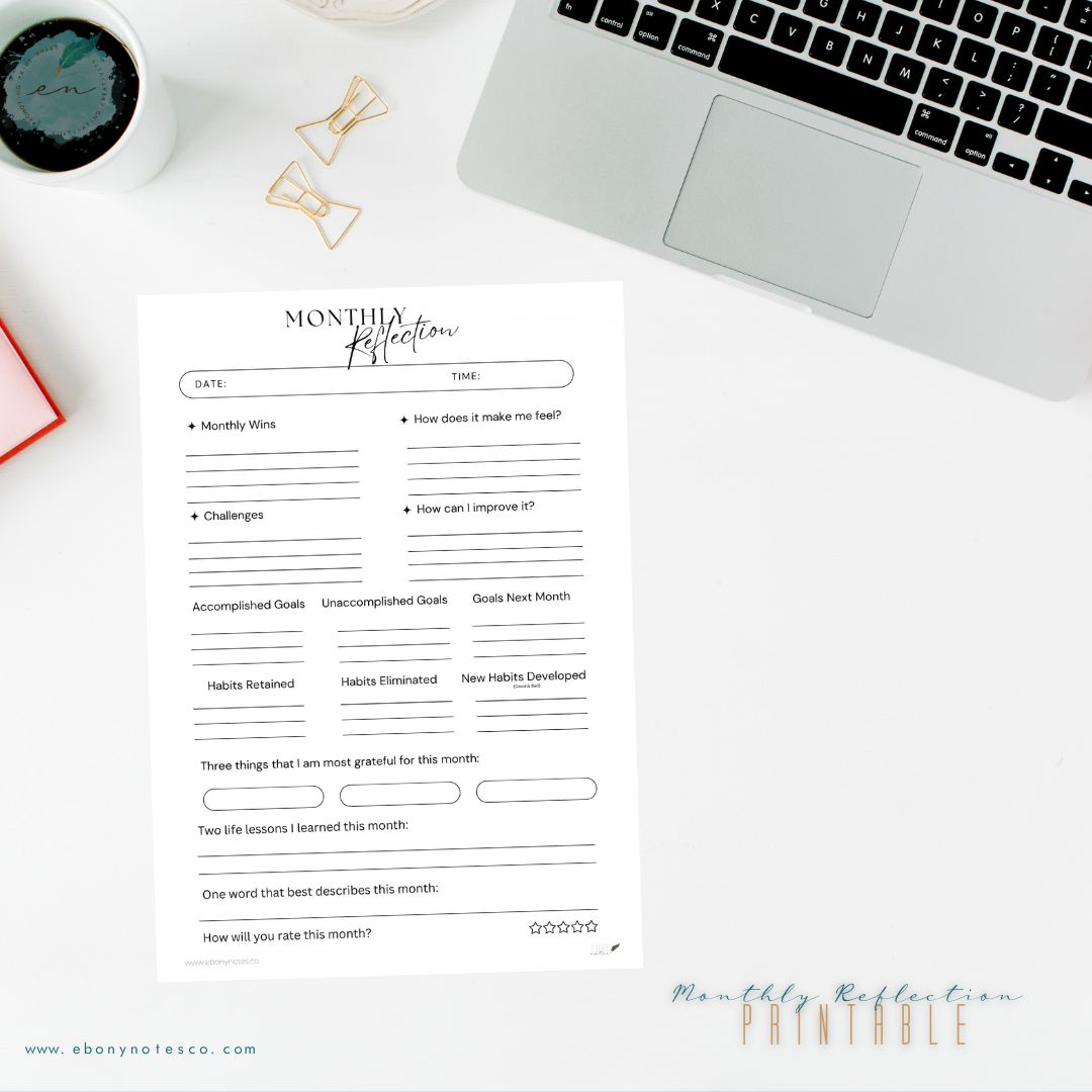 Monthly Reflection Printable – Ebony Notes Company