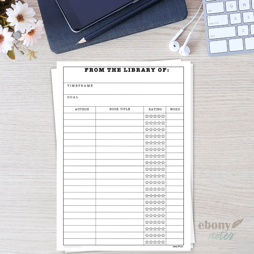 Vintage Library Card Book Review Tracker Printable | Track Your Literary Journey