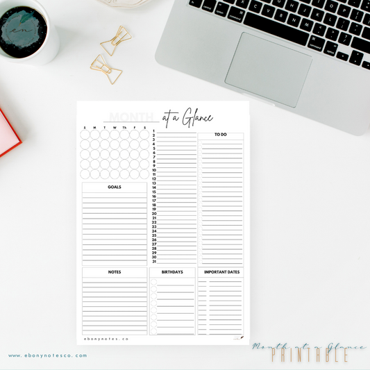 Month at a Glance Printable