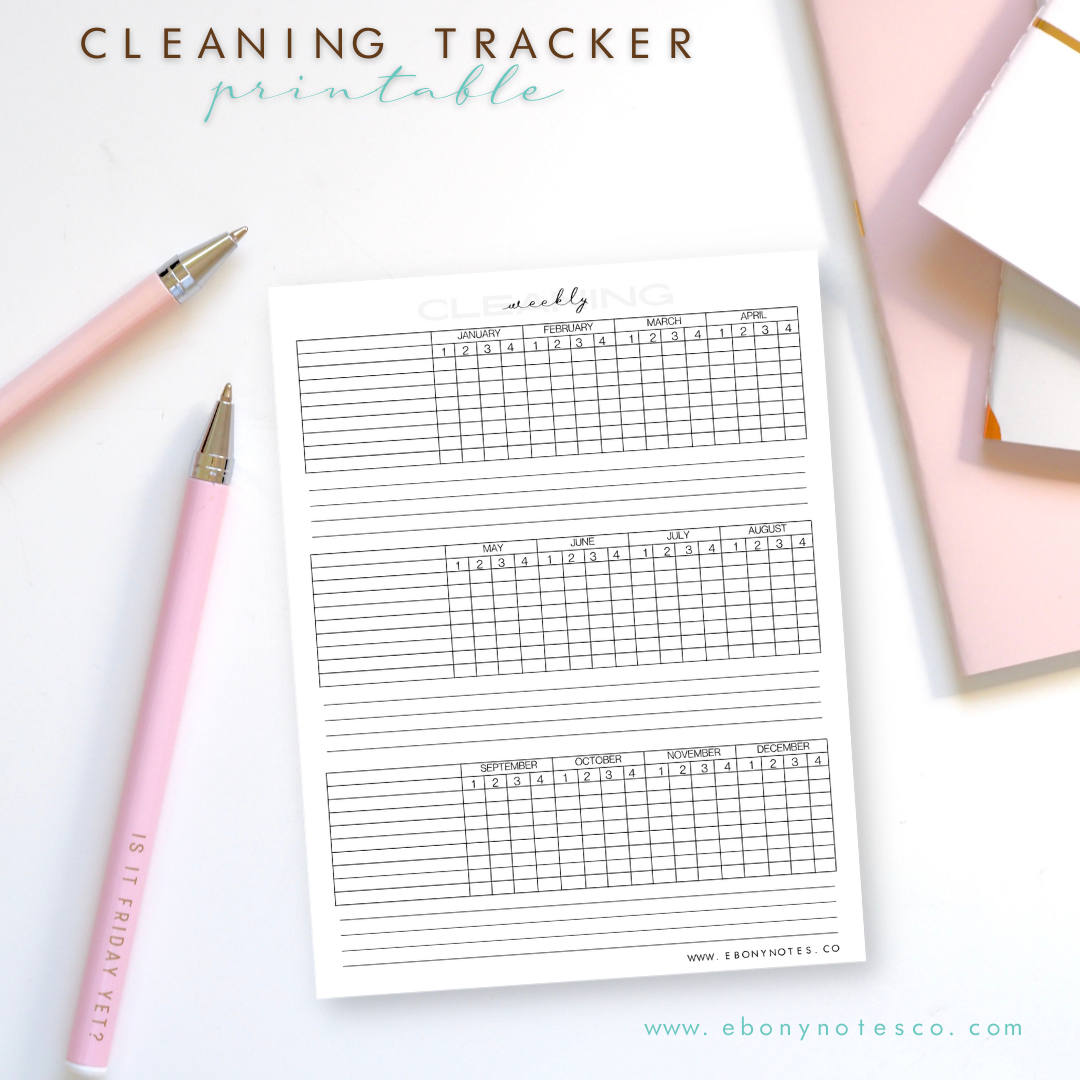 Weekly and Monthly Cleaning Tracker Printable