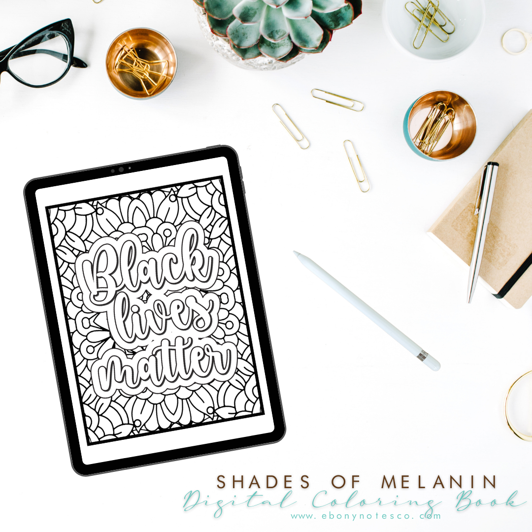 Shades　of　Melanin　Company　Digital　Coloring　Book　–　Ebony　Notes