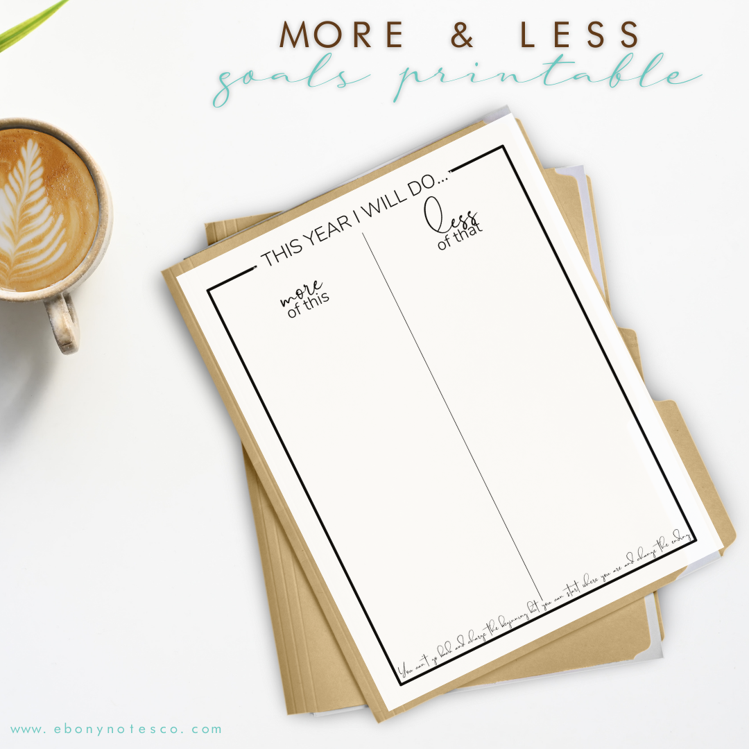 More & Less Goals Printable