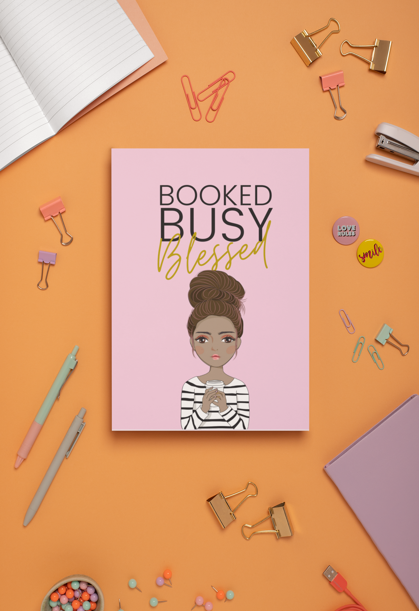 Booked Busy Blessed Bun Girl Lined Journal